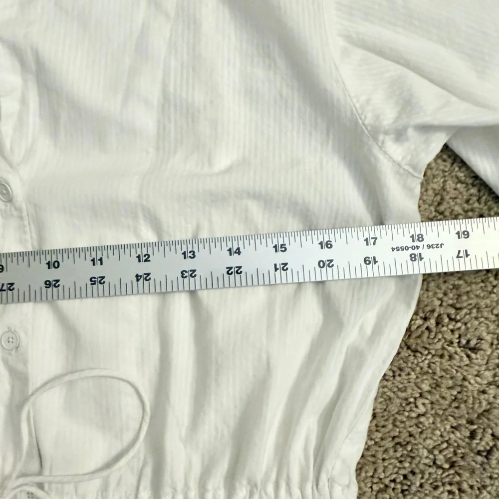 GAP MIDI Dress Women size Small White Long Sleeve Button Aline Drawstring Dress - Picture 10 of 12
